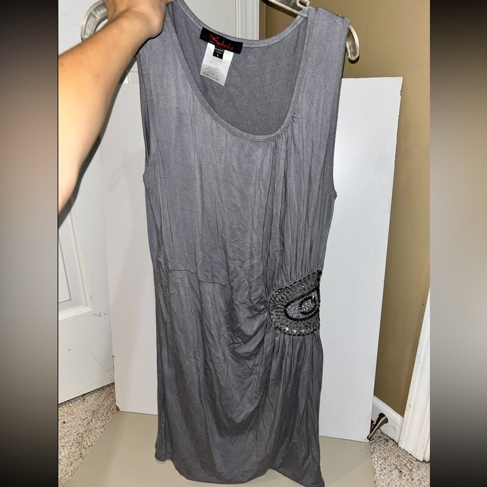 Subeko Gray Sleeveless top with Beaded side Detail